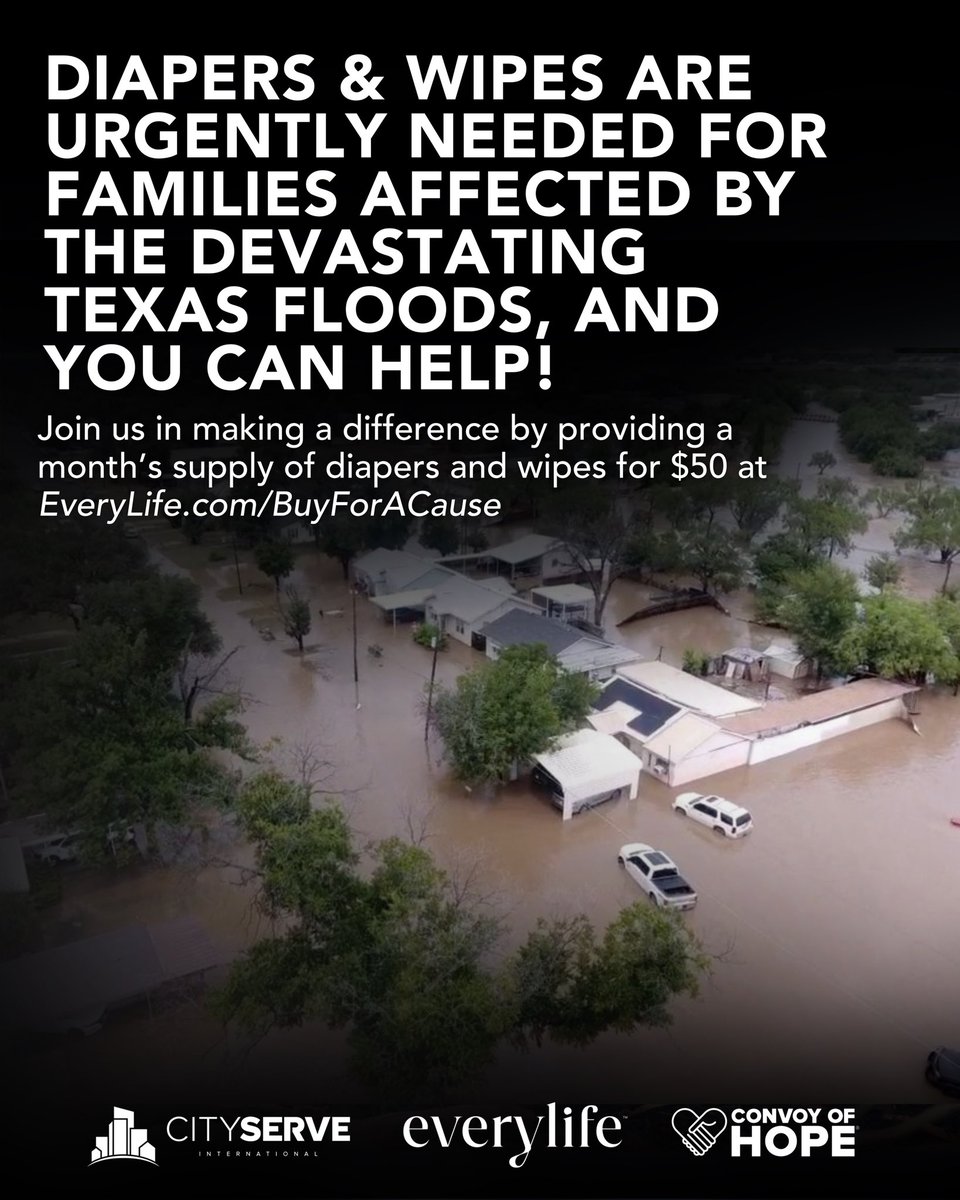 TEXAS NEEDS YOUR HELP!!

Diaper and wipes are in urgent need and <a href="/everylife/">EveryLife</a> is now allocating all Buy For a Cause bundles to go families impacted by the Texas flood. <a href="/CityServeHQ/">CityServe</a> and <a href="/ConvoyofHope/">Convoy of Hope</a> have already deployed and will be ensuring that these essentials get to the Texas