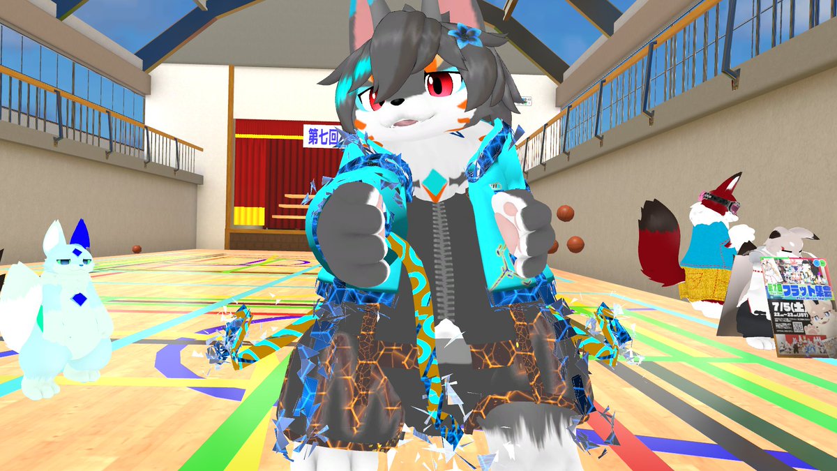 #フラット集会
レッドカーペット付き！豪華なフラットくん
ふわっと登場！ぽよぽよフラットくん
マスク付きでかっこよい！
空間がすごいことになってるぞー！