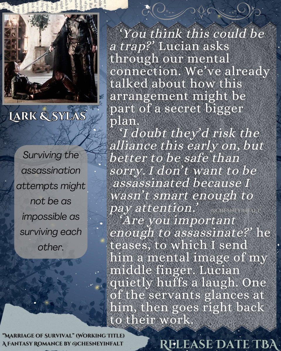 ChesneyInfalt's tweet image. ⚔️ Saturday Snippet ⚔️ 

A snippet from my WIP featuring humor.

#fantasyindiesjuly hosts: @LydiaVRussell and I @FantasyIndies