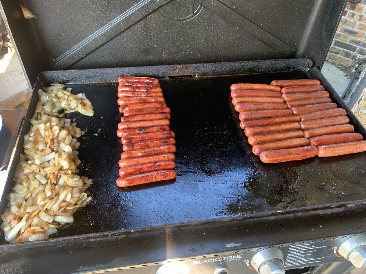 5 kinds of brats from my favorite little place The East Side Market in La Porte  (L-R Cajun, Original, Cheddar, Jalapeño cheddar, mango habanero) with some dogs for the crowd. Great week at the grill/smoker/griddle. Hate to see it come to a close. #Dadsbegrillin #dadsbegriddlin