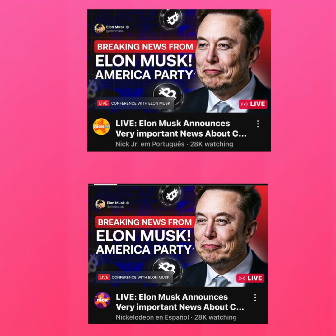 The official Nickelodeon and Nick Jr. YouTube channels in Portugal and Spain  have been hacked and are now streaming live cryptocurrency videos featuring  Elon Musk.