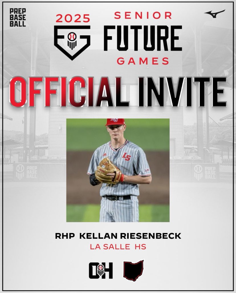 Kellan Riesenbeck (@kmriesenbeck) on Twitter photo Thank you to <a href="/PrepBaseballOH/">Prep Baseball Ohio</a> and <a href="/weldyprep/">Kyle Weldon</a> for the invitation to the Senior Future Games! I am excited to have the opportunity to go down and represent the Great Lakes region! Thank you to <a href="/PrepBaseballOH/">Prep Baseball Ohio</a> and <a href="/weldyprep/">Kyle Weldon</a> for the invitation to the Senior Future Games! I am excited to have the opportunity to go down and represent the Great Lakes region!