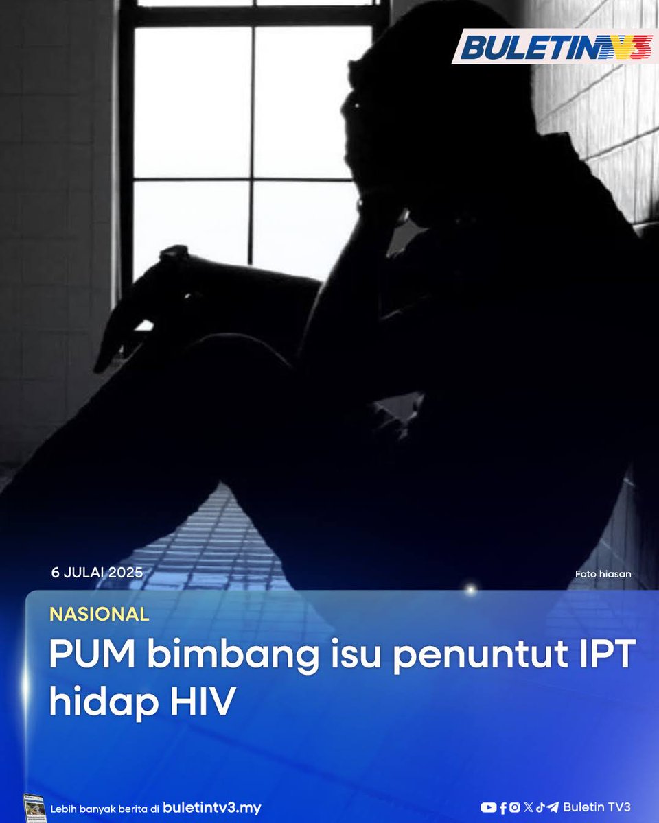 BuletinTV3's tweet photo. NASIONAL | Persatuan Ulama Malaysia (PUM) menyeru kerajaan memberi perhatian serius terhadap isu 222 penuntut institusi pengajian tinggi (IPT) yang disahkan menghidap HIV pada tahun lalu.
#HIVPenuntutIPT #HIV #AIDS #PenuntutIPT #IPTA #IPTS #KesihatanPelajar #PUM #BuletinTV3 #BeritaTerkini
