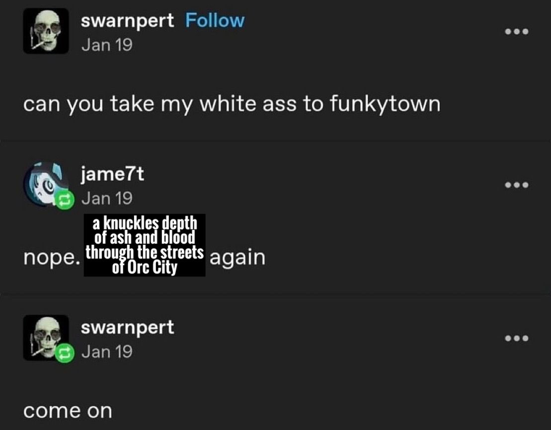 Just caught up on Orc City twitter