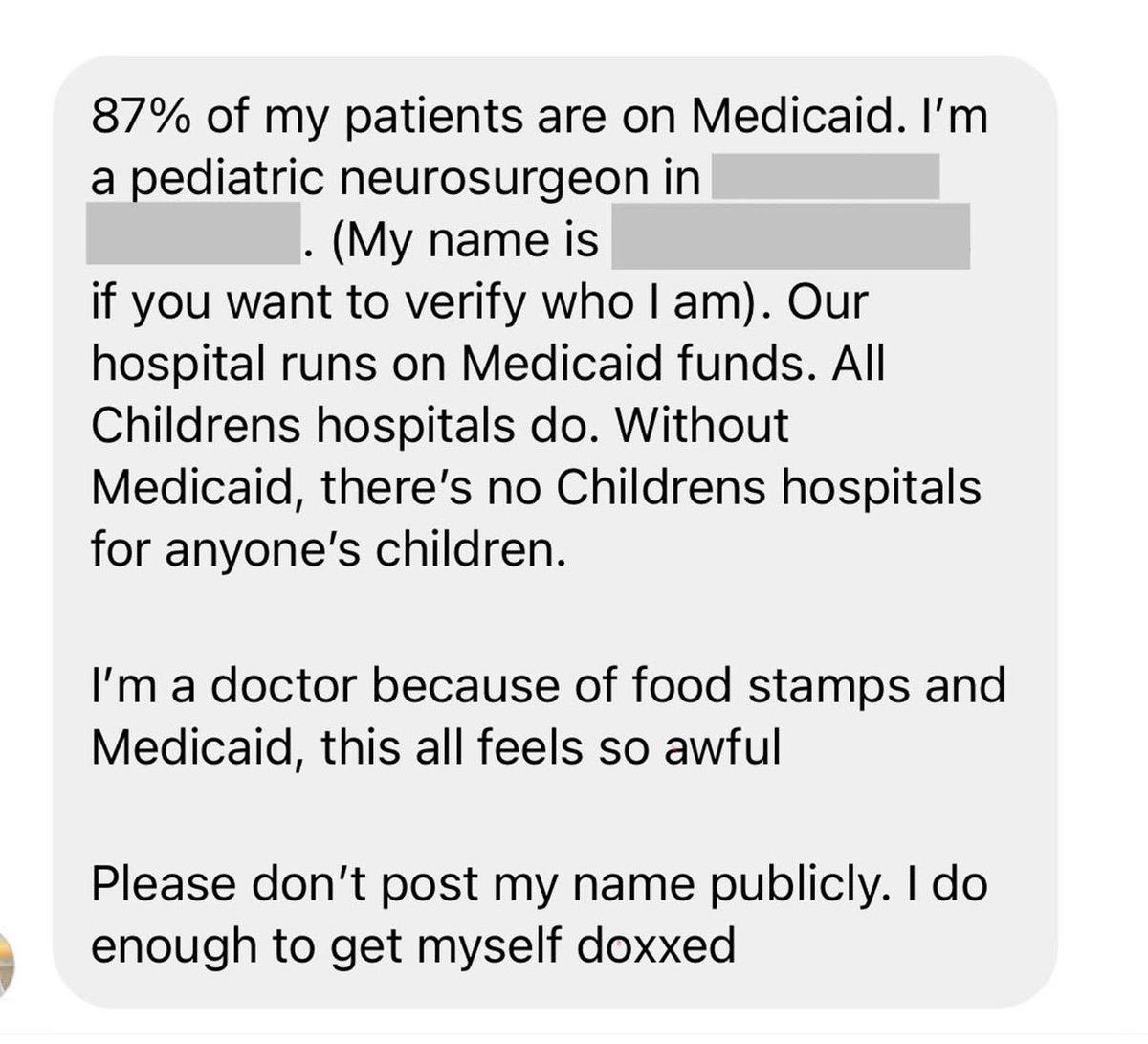 BiatchDulce's tweet image. Thread:
This is what Trumps #BigBeautifulBill about cutting #Medicaid really means to doctors, nurses, hospitals, and America’s citizens.
This is bad.
Worse than we can imagine.
Here is a post by a pediatric surgeon.