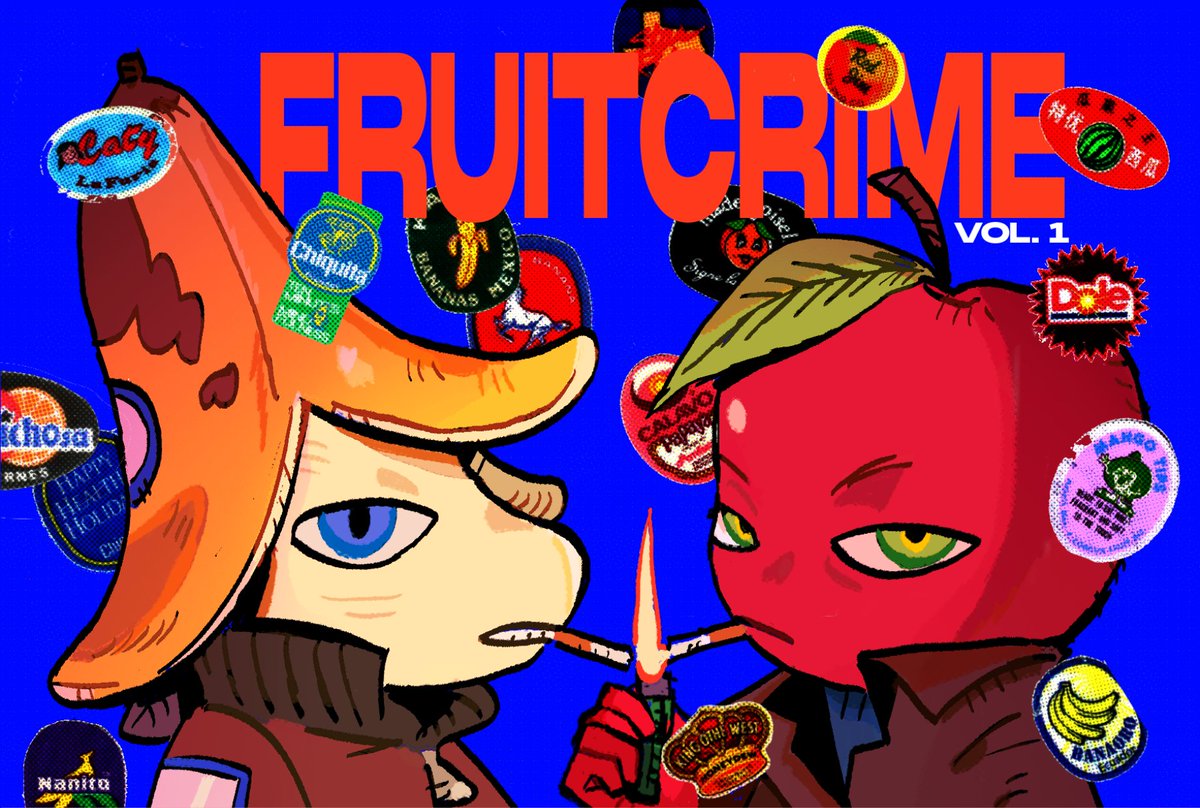 FRUIT CRIME: SLICE OF LIFE is finally all done :) 
a silly food-based parody of the hard-boiled detective/crime procedural genre.

read in thread or you can go to the link below to get the pdf on itch (which has some bonus content)
anyways, enjoy!! 🍎🍌🥭🍋