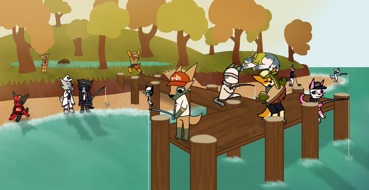 worked really hard on this webfishing mass attack for artfight and wanted to share! #webfishing