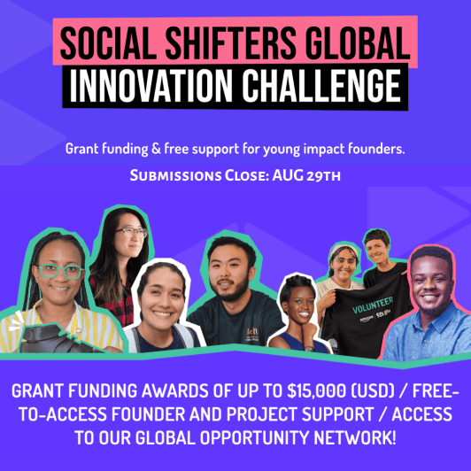 Leading a startup or project tackling social or environmental challenges? Apply for the Social Shifters Global Innovation Challenge 2025 for funding ($3K–$15K), expert support &amp; a global network! 

Deadline: Aug 29 
Apply: wp.me/p23f03-fqb 

#SocialImpact #SDGs