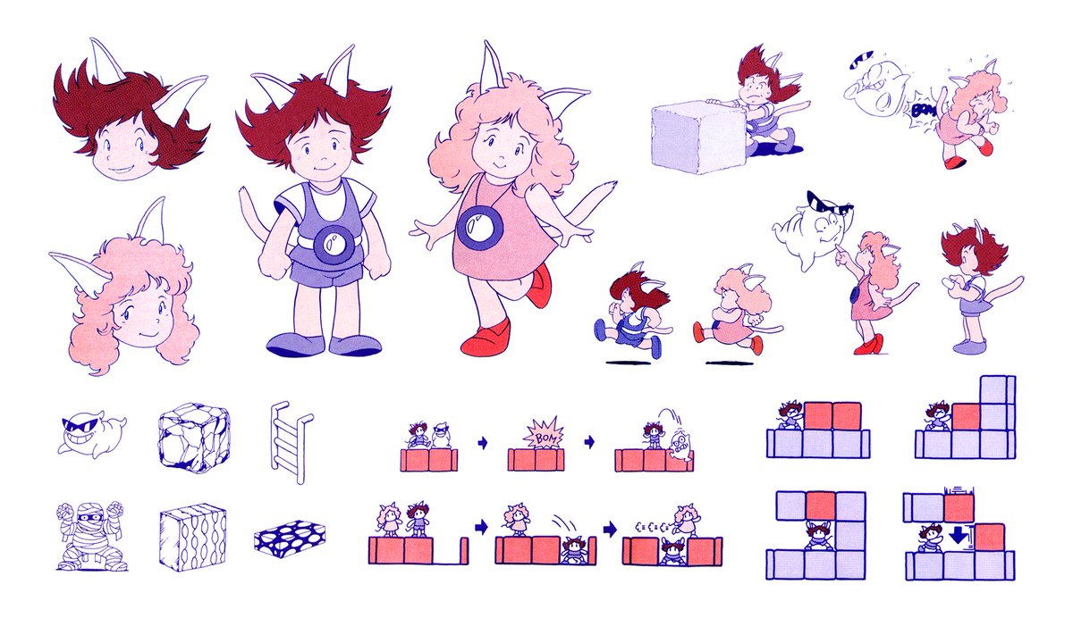 TheMSXChannel's tweet image. Illustrations from the Japanese manual of Pitman (Game Boy). In the US, the game was released as Catrap. Had the game been released in Europe, it would've been called Power Paws (a prototype exist).
i.imgur.com/zYgrMuY.png