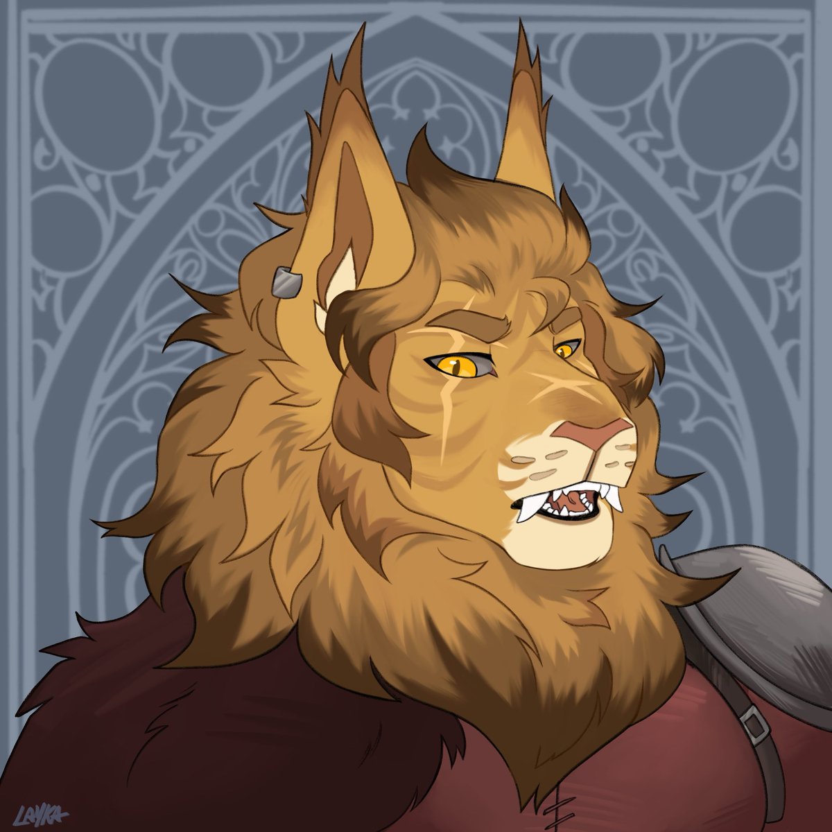 Just got a new piece of my lion, Xekke! This was done by the fantastic <a href="/Eclipsa_2020/">Layka🍂🍁COMMS OPEN!!</a>! :)