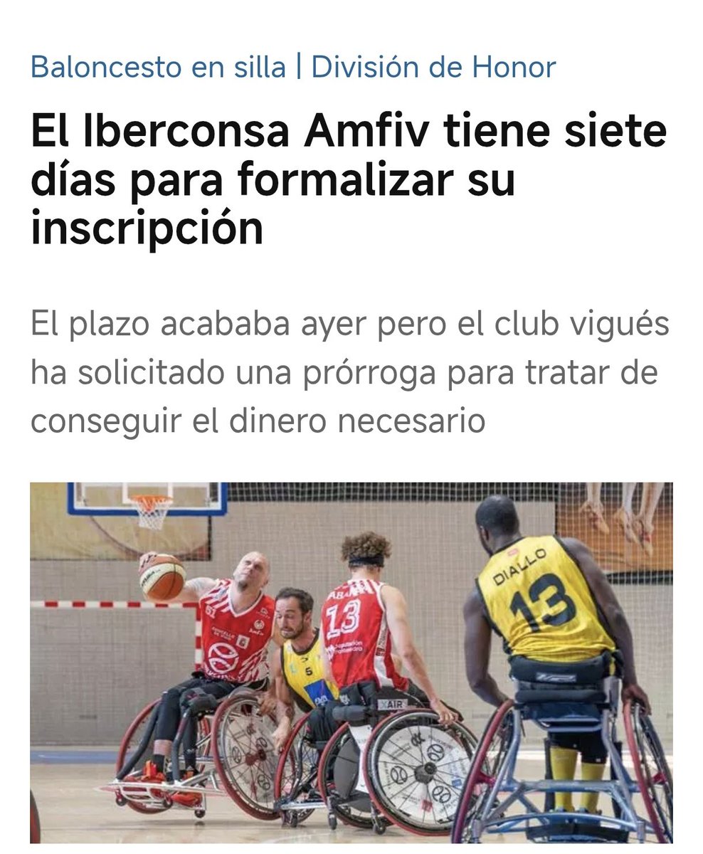 Sería una pena que una gran ciudad como Vigo se quede sin un club que ha representado a la ciudad por toda España y Europa siempre presumiendo de vigueses y gallegos.
Que espejo tendrán todas las personas con discapacidad de Vigo y su comarca que quieran hacer deporte?
