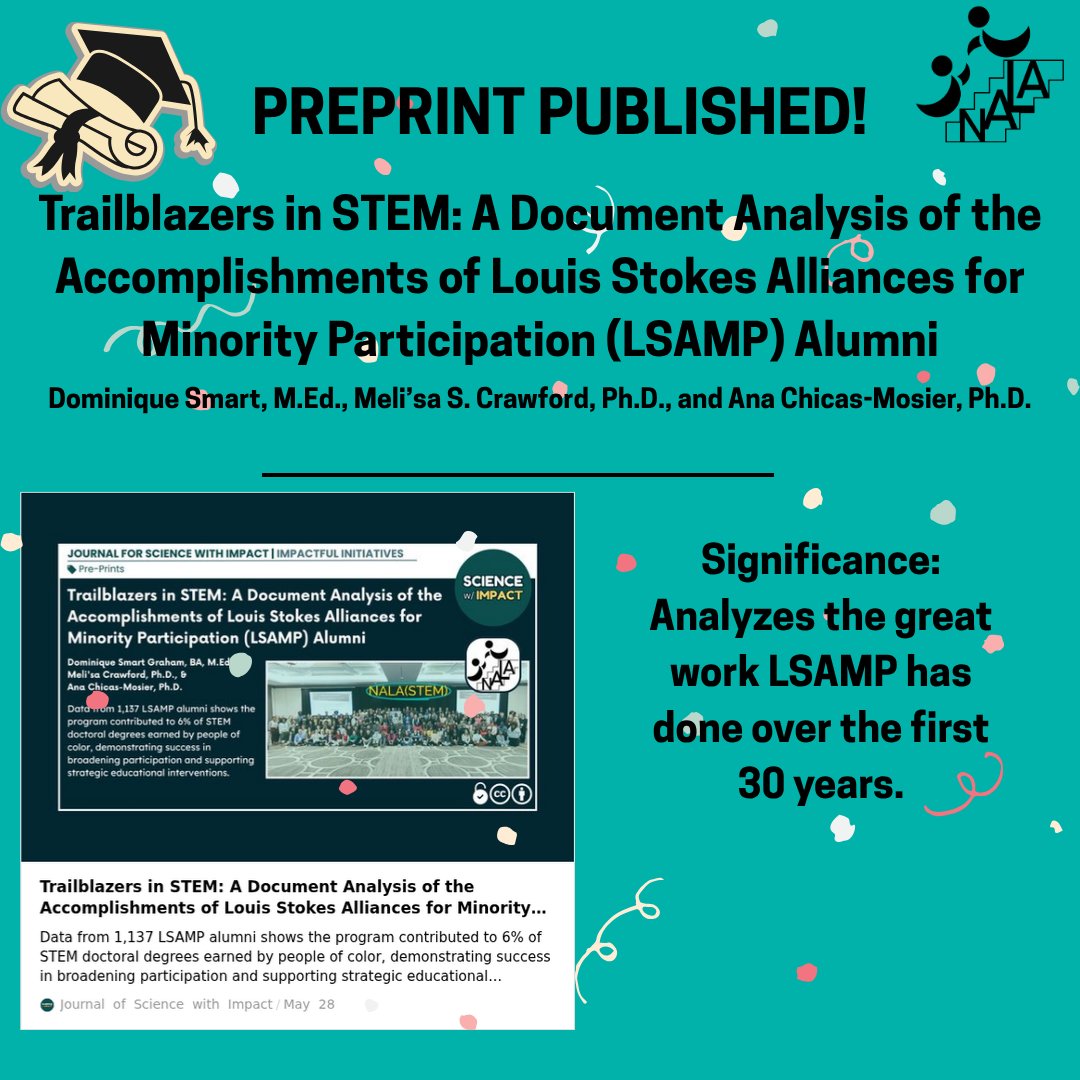 Hello Nala Fam hope you're all well, 

we at NALA(STEM) would like to share some exciting news that our preprint for the paper that analyzes the great work that LSAMP has done over the first 30 years is officially published. 🥳🥳

🔗Here's the link: thecuvette.org/pub/trailblaze…