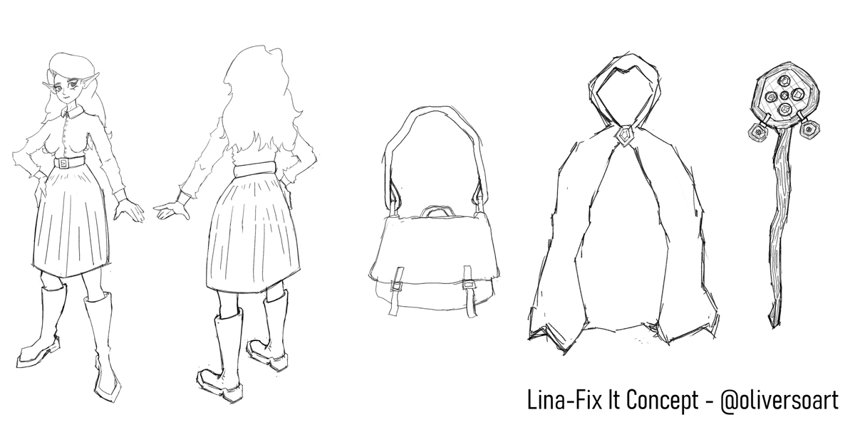 oliversoart's tweet photo. WIP – Lina Fix (It) is a personal project.
The characters shown are concept designs of Lina and her loyal (yet unnamed) travel companion.
.
.
.
.
.
#digitalpaint #digitalart #digitalillustration #sketch #sketchdaily #digitalsketch #illustration #oliversoart https://t.co/qsscvEUH5W