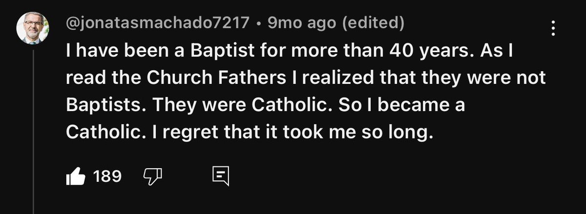 Don’t give up on the old Baptist dudes in the threads spazzing out about Holy Mary. Some of them really do just need a bit of time to process the Church Fathers after being confronted with them. Many people are honest interlocutors.