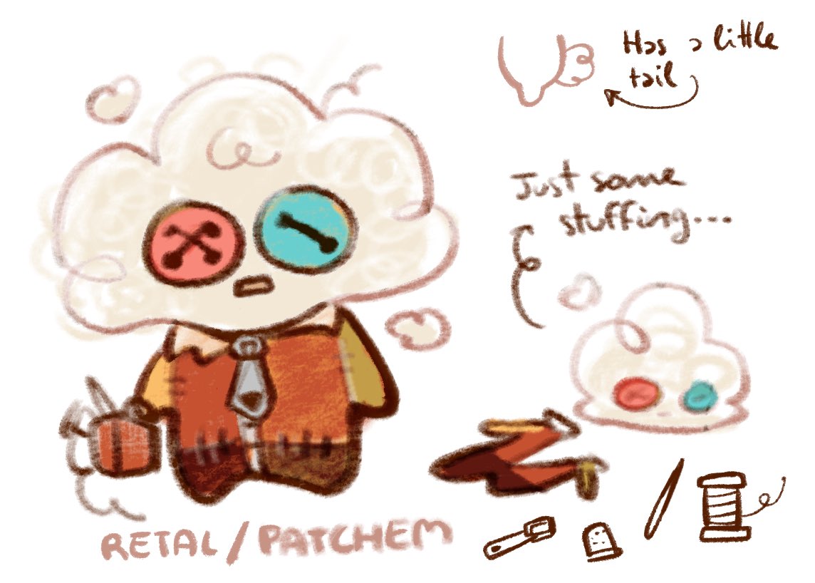 Wanted to join the fun so I also made a Darkner sona!
She's a broken plush that's constantly stitching itself together! (I also added her on Artfight!)
 #deltaruneoc