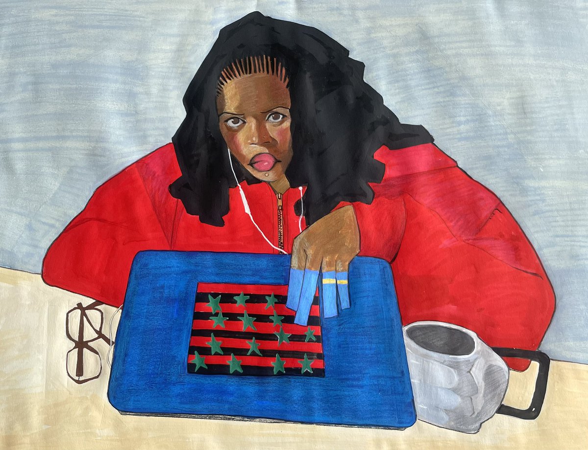 "Now.... Why would you tell me happy 4th?"

Gouache / Color pencil on paper