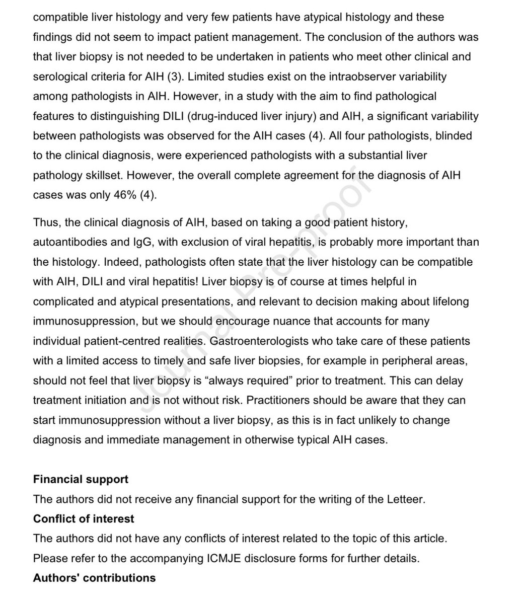 Elliot Tapper (@ebtapper) on Twitter photo Phenomenal letter by Gideon and <a href="/bjornsson_s/">Einar S. Björnsson</a>
Do we *always* need a biopsy to diagnose autoimmune hepatitis ?
Nope!
Or more eloquently put 👇👇👇 Phenomenal letter by Gideon and <a href="/bjornsson_s/">Einar S. Björnsson</a>
Do we *always* need a biopsy to diagnose autoimmune hepatitis ?
Nope!
Or more eloquently put 👇👇👇