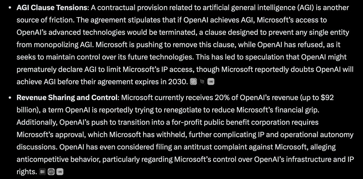 SethHWeidman's tweet image. This OpenAI-Microsoft drama is crazy - can't believe there's an actual AGI clause.