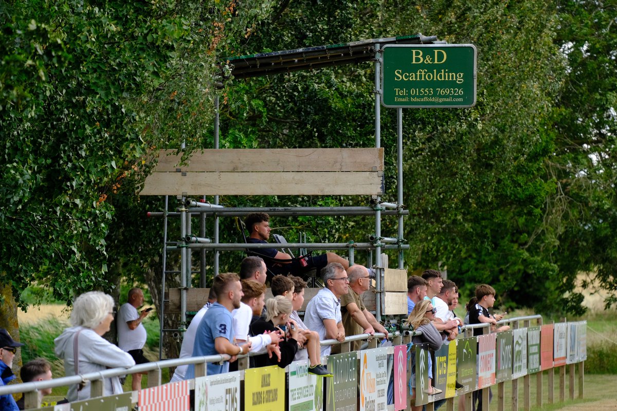 BTurnstiles's tweet image. A brand new candidate for smallest grandstand in the UK and no, its not a TV gantry! At a push today it held 4. A fabulous Fenland setting in Wiggenhall St. Germans today for @AfcLynn v @TerringtonFC13 - a close, well fought pre-season friendly. Excellent little club with hot…