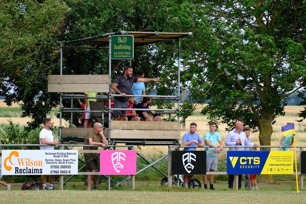 BTurnstiles's tweet image. A brand new candidate for smallest grandstand in the UK and no, its not a TV gantry! At a push today it held 4. A fabulous Fenland setting in Wiggenhall St. Germans today for @AfcLynn v @TerringtonFC13 - a close, well fought pre-season friendly. Excellent little club with hot…