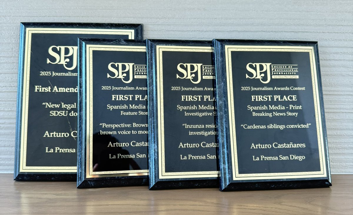 La Prensa San Diego - LaPrensa.org (@laprensasd) on Twitter photo Thanks to Society of Pro Journalists SD Chapter <a href="/SPJSanDiego/">SPJ San Diego</a> for recognizing our work this year, including 3 First Place awards & the annual First Amendment Award. It’s an honor to work among such accomplished journalists! Good reporting is essential in a democracy! Thanks to Society of Pro Journalists SD Chapter <a href="/SPJSanDiego/">SPJ San Diego</a> for recognizing our work this year, including 3 First Place awards & the annual First Amendment Award. It’s an honor to work among such accomplished journalists! Good reporting is essential in a democracy!