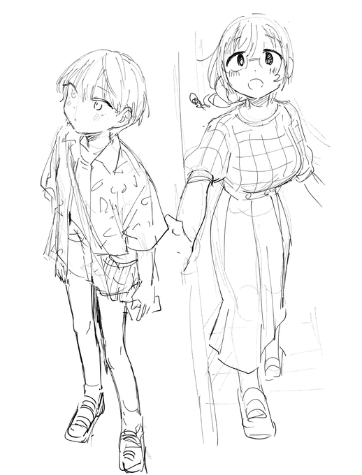 いまやってる原稿、私服回ですわ～～ 