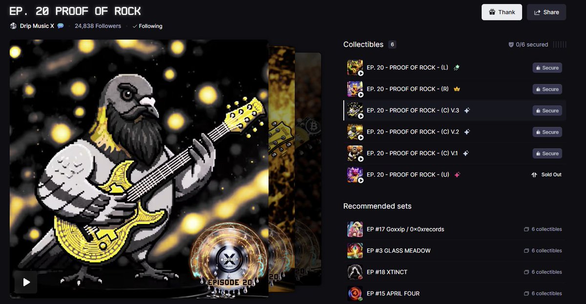 Get DRIP MUSIC X EP. 20 - PROOF OF ROCK - Collectibles Now only on <a href="/drip_haus/">DRiP 💧</a> !

Huge Shoutout to <a href="/proof_of_rock/">Proof of Rock</a> !