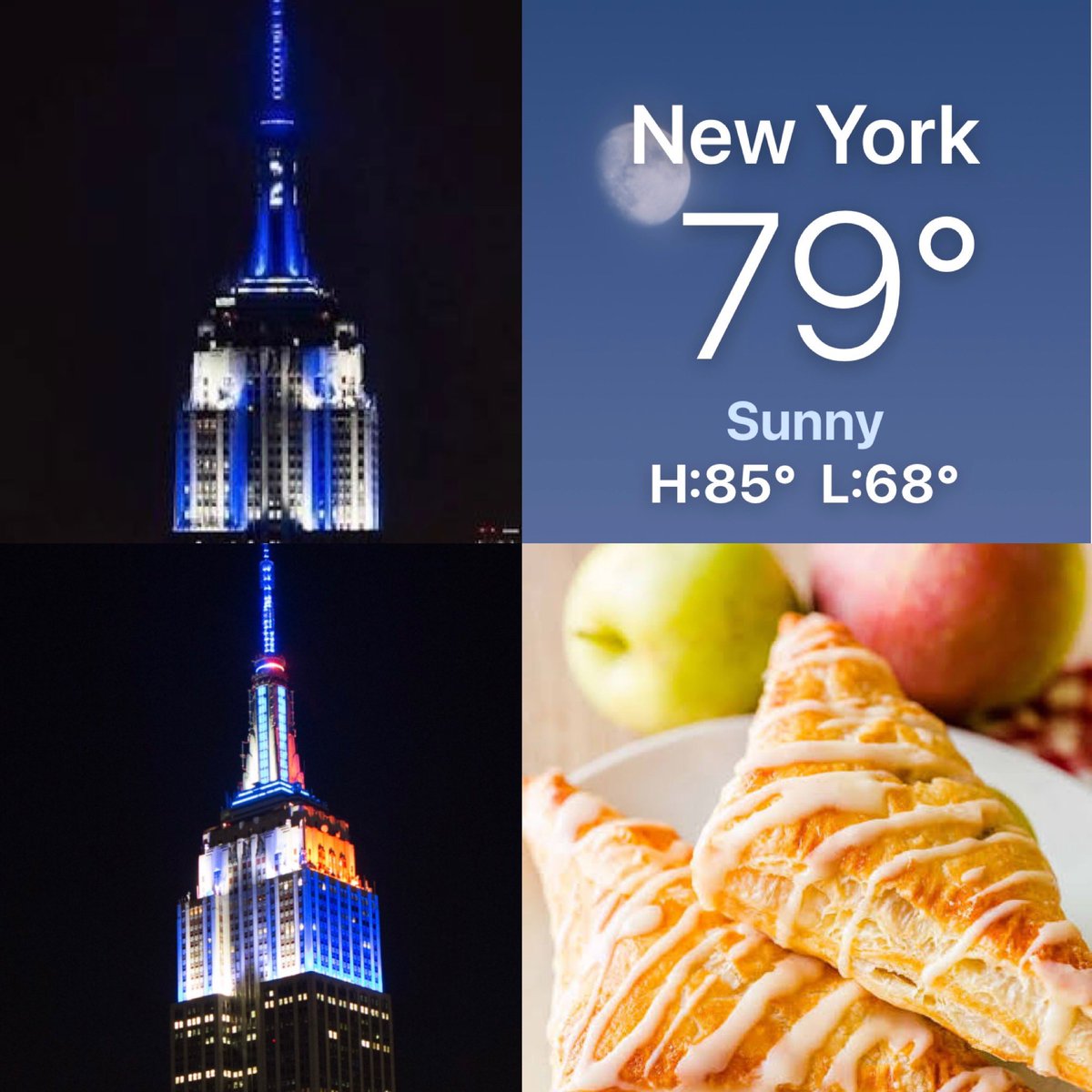 CorinnePulitzer's tweet image. Sunset was at 8:30PM &amp;amp; temps are perfect for tonight’s #SubwaySeries @CitiField. The @EmpireStateBldg will split the lights b/w the team colors of @Yankees &amp;amp; @Mets as #BaseballFans join  #Foodies to celebrate  #NationalAppleTurnoverDay🍏🍎@NationalDayCal @NY1weather @HeyWhatDay