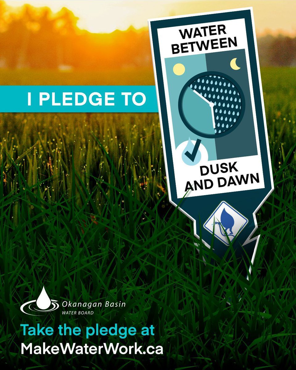 Take the Pledge to water between dusk &amp; dawn! 🌙 Watering between dusk &amp; dawn (think 10 p.m. - 6 a.m.) means less evaporation and more H2O for your plants. Not a night-owl?🦉Get a timer!

Take the pledge &amp; enter to 🎉WIN a $500 #WaterWise yard upgrade MakeWaterWork.ca/Pledge