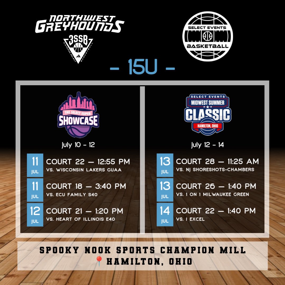Northwest Greyhounds ➡️ Select Super Showcase / Midwest Summer Classic 
📍 Hamilton, OH