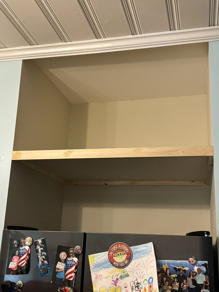 Ross Daigle (@rossdaigle) on Twitter photo This actually took 4 hours. Had a few snags, but it got done.
At some point, it’ll be painted and the lil get some doors got it. 
Now we can store a lot more kitchen stuff!
How’d I do? This actually took 4 hours. Had a few snags, but it got done.
At some point, it’ll be painted and the lil get some doors got it. 
Now we can store a lot more kitchen stuff!
How’d I do?