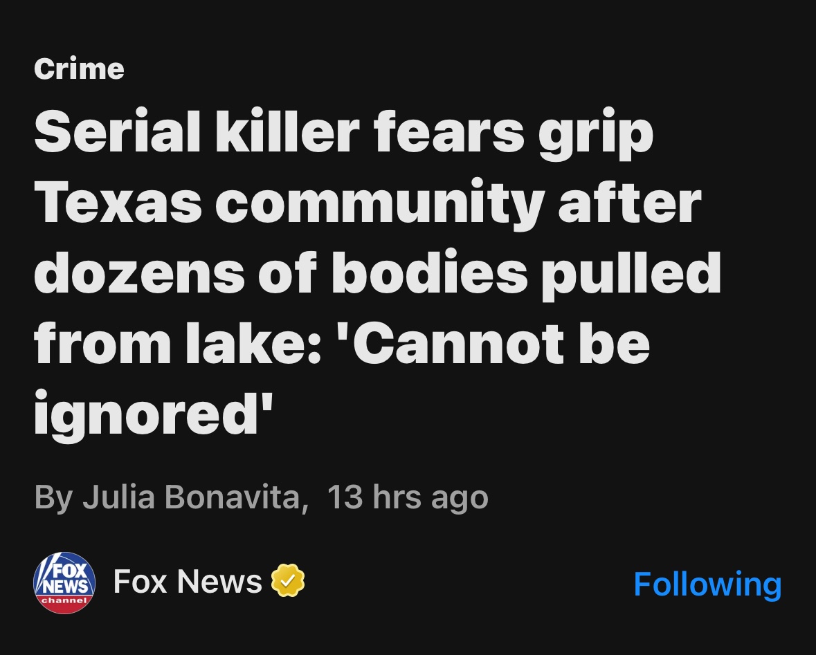 qaggnews's tweet image. The waters of a Texas lake remain shrouded in mystery as dozens of young men’s bodies continue to be pulled from the depths, putting a community on edge as rumors of a serial killer continue to swirl.

Last month, authorities discovered yet another man’s body in Austin’s Lady…