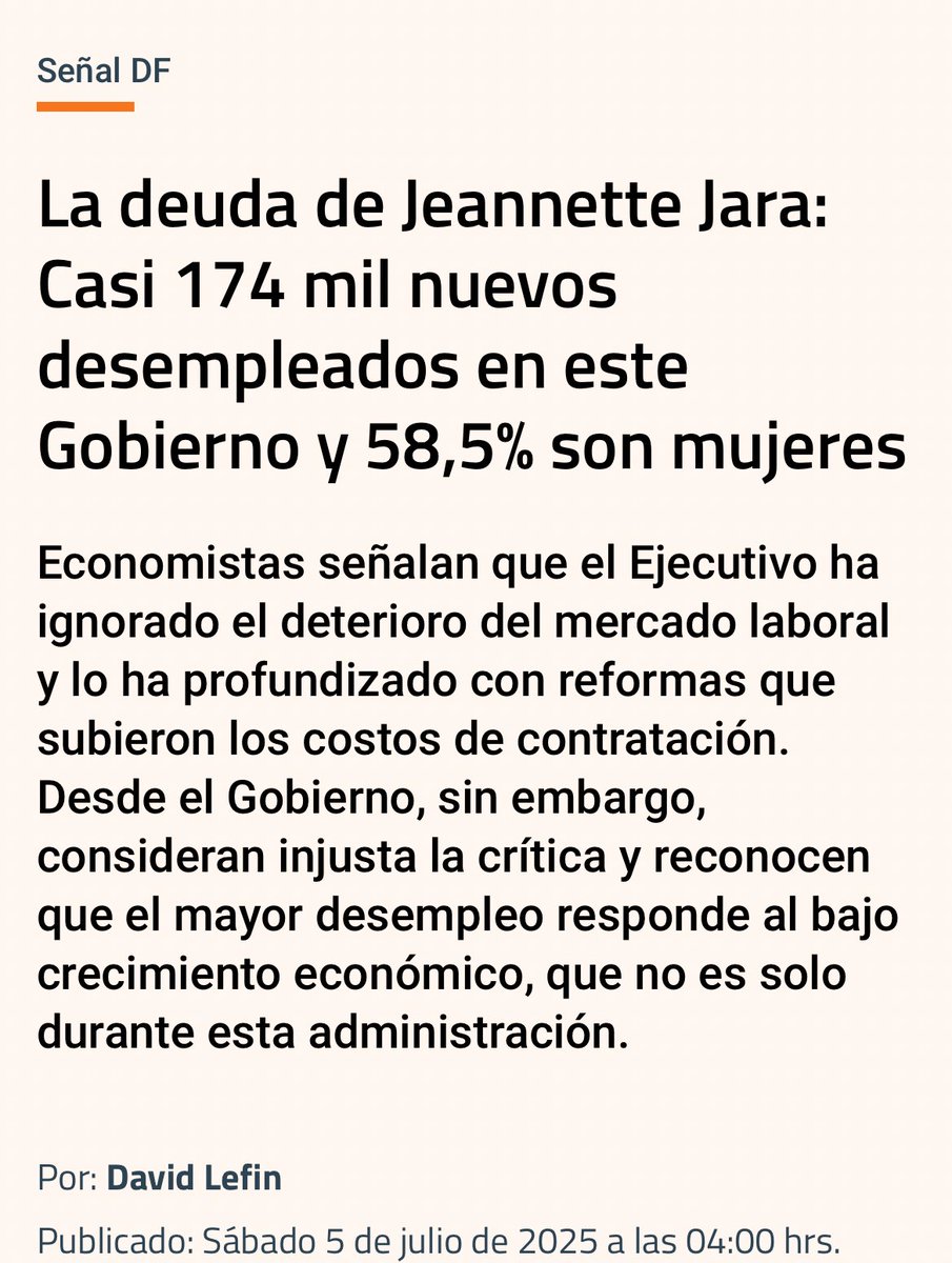 D я e S S 🔥 (@drestrum__pl) on Twitter photo 🔴 La gestión de Jara en el ministerio del trabajo fue criminal. Aniquiló los índices de empleo, afectando especialmente el empleo femenino. ☠️
Vía <a href="/DFinanciero/">Diario Financiero</a> 🔴 La gestión de Jara en el ministerio del trabajo fue criminal. Aniquiló los índices de empleo, afectando especialmente el empleo femenino. ☠️
Vía <a href="/DFinanciero/">Diario Financiero</a>
