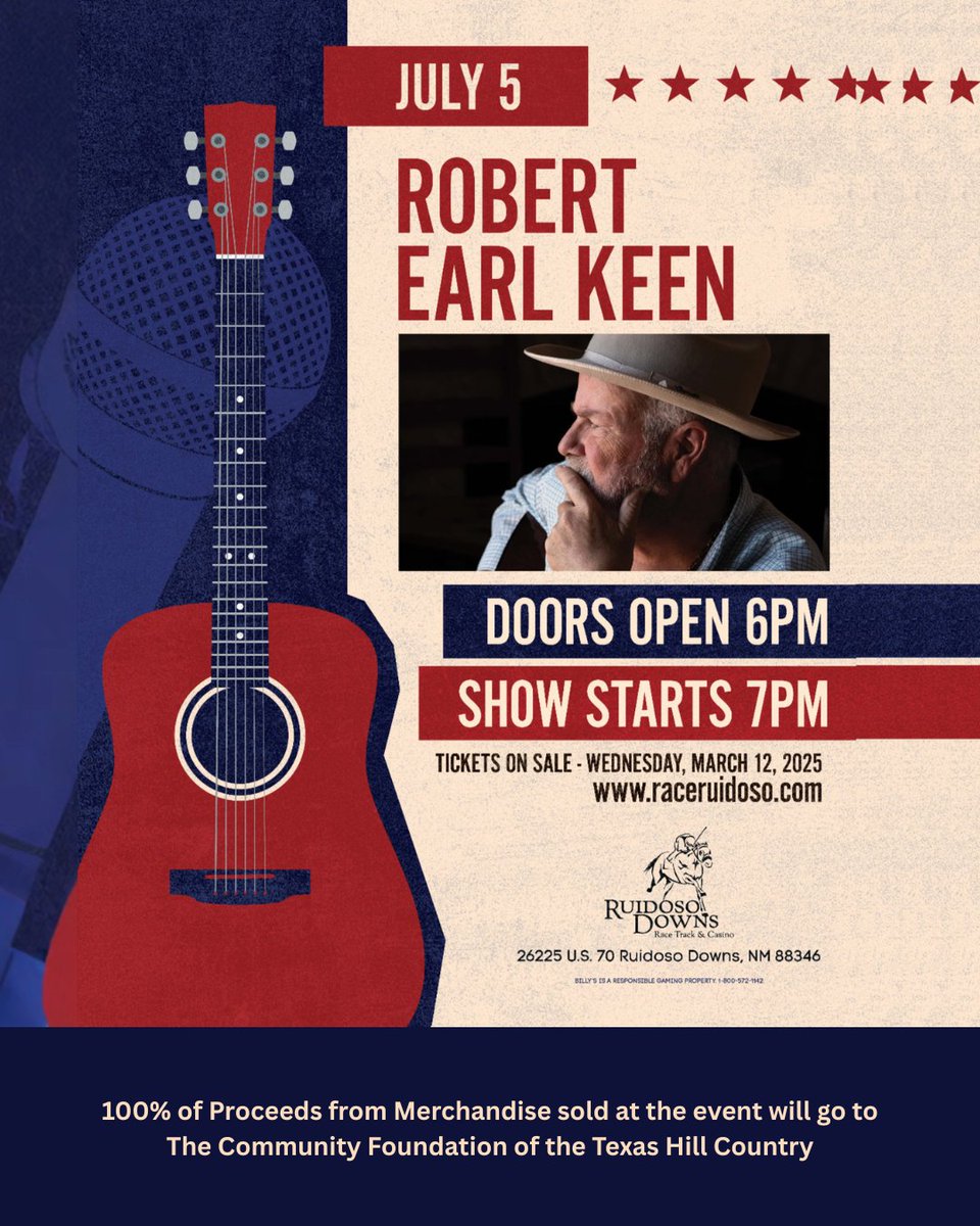 robertearlkeen's tweet image. Ruidoso Tonight!
100% of merch proceeds will go to the Community Foundation of the Texas Hill Country to support flood relief.
QR code for direct donations at the merch tent.