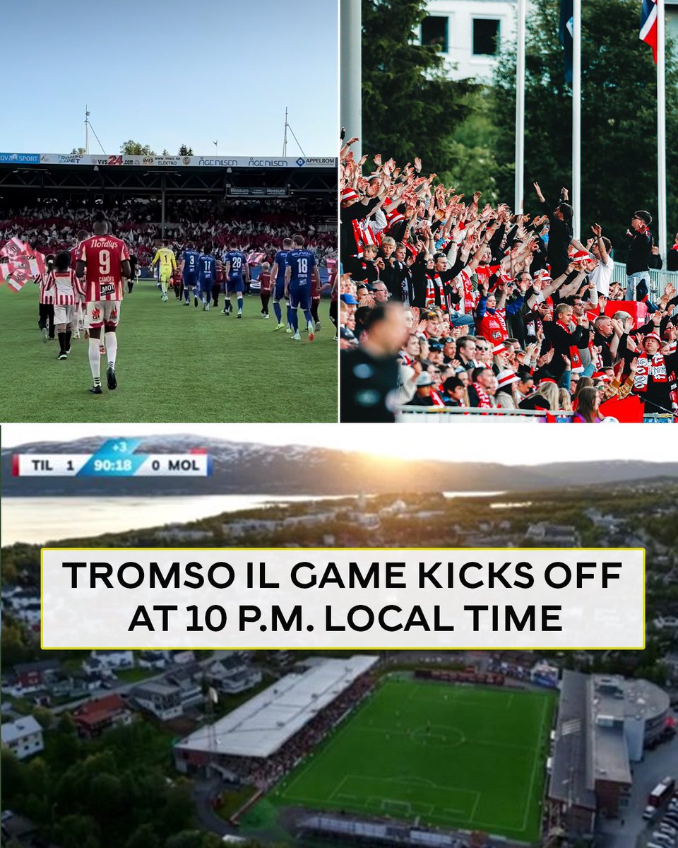 YOUR FAVORITE NORWEGIAN MATCH DAY OF THE YEAR 🌞

Tromsø IL, which bills itself as "the world's northernmost professional football club," played its annual midnight sun game on Saturday night. Due to Tromsø's location above the Arctic Circle, it experiences 'around the clock' sun