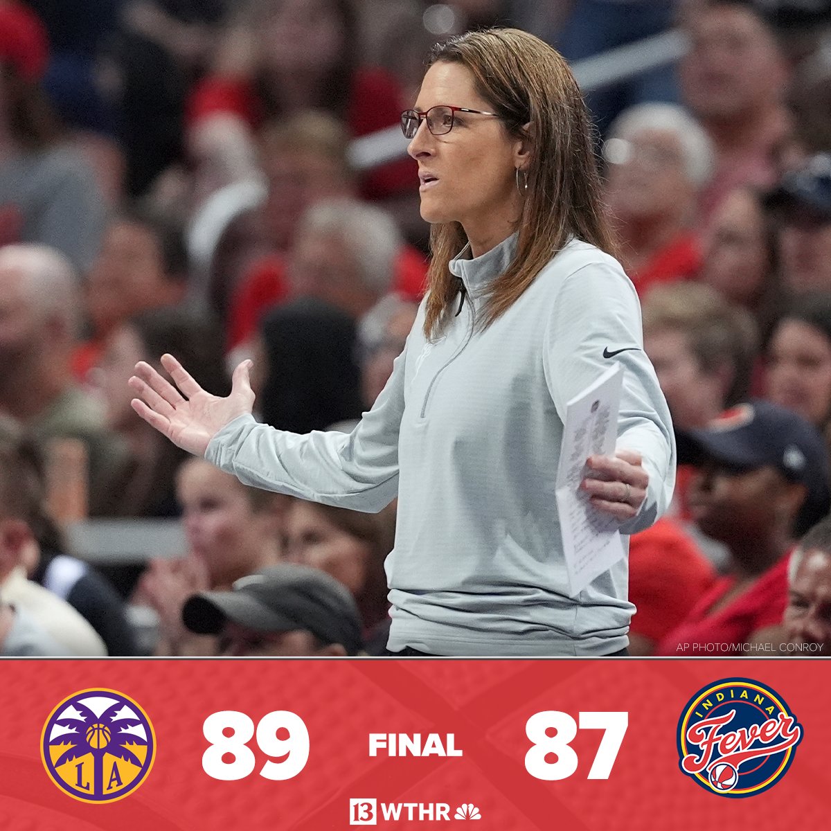 The Fever's three-game winning streak was snapped after Aliyah Boston couldn't get a game-tying shot to fall as time expired.

Don't miss highlights and analysis with <a href="/EliGehnTV/">Eli Gehn</a> tonight on 13News at 11.

(📸: AP Photo/Michael Conroy)