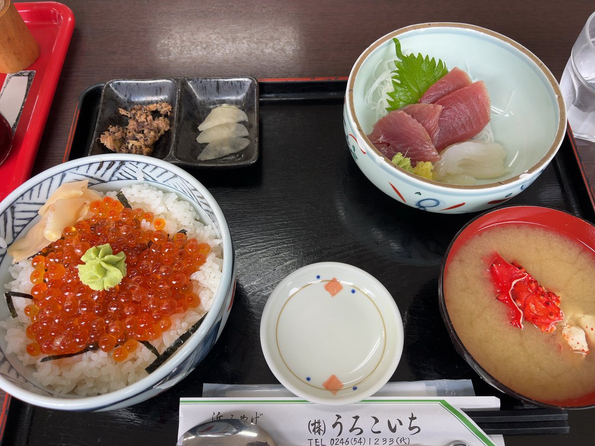 朝、昼兼ご飯。

ウニ食べたかったけど、ウニ高かった・・