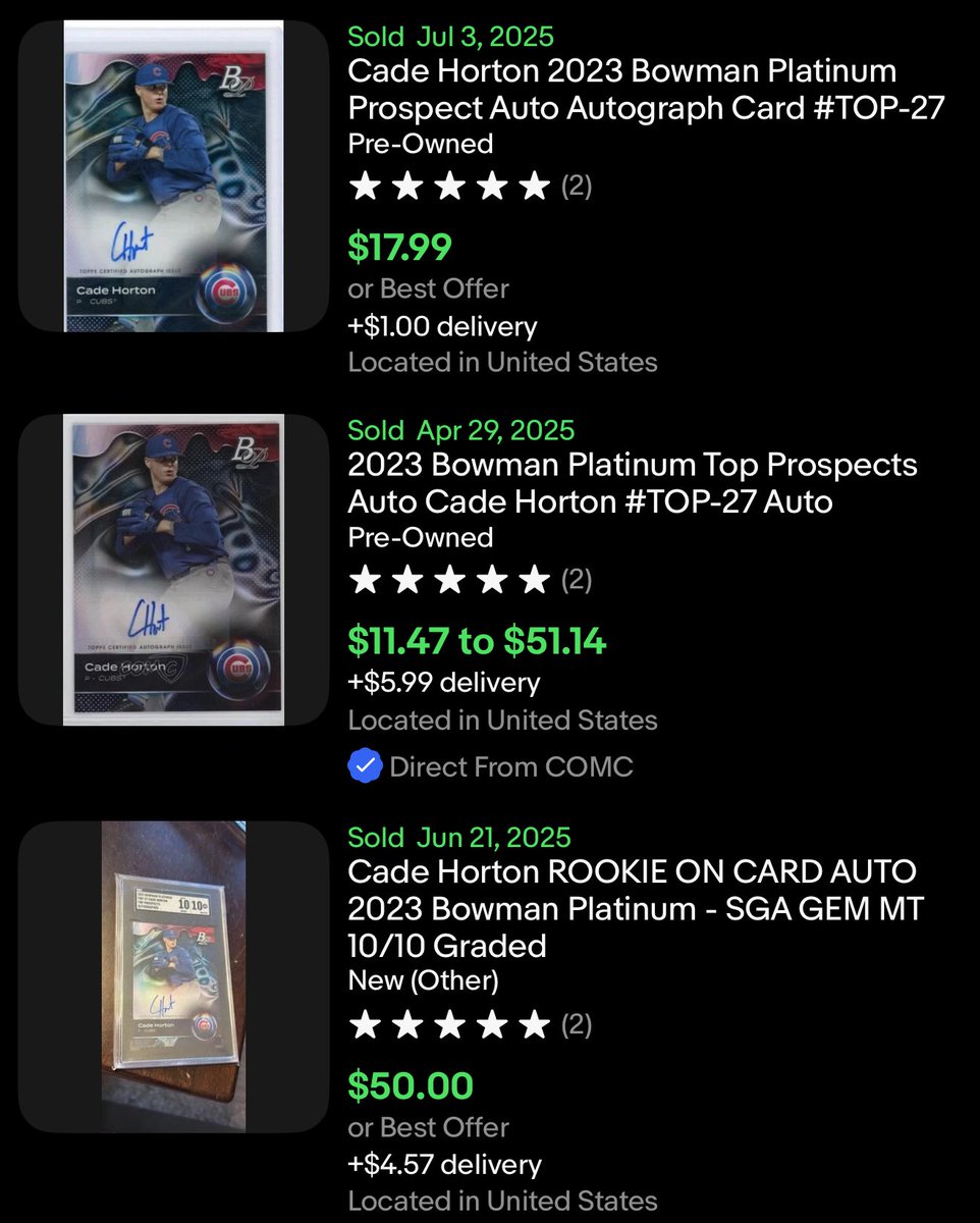 Card Cat (@cardcat3) on Twitter photo $10 Shipped BMWT 🚢
Cade Horton Bowman Platinum auto
<a href="/TheHobby247/">The Hobby 24/7</a>
<a href="/HobbyRetweet_/">Hobby Retweet</a>
<a href="/SportsCardDeals/">SportsCardDeals</a>
<a href="/CodiDaReposter/">CodiDaReposter</a>
<a href="/SportsSell3/">@SPORTS_SΞLL</a>
<a href="/HobbyRetweet_/">Hobby Retweet</a>
<a href="/DailySportcards/">Sports Cards Daily</a>
<a href="/PCOregonDucks2/">Hobby Tag Facilitator</a>
<a href="/Nolacardtweets/">NolaCardTweets</a> $10 Shipped BMWT 🚢
Cade Horton Bowman Platinum auto
<a href="/TheHobby247/">The Hobby 24/7</a>
<a href="/HobbyRetweet_/">Hobby Retweet</a>
<a href="/SportsCardDeals/">SportsCardDeals</a>
<a href="/CodiDaReposter/">CodiDaReposter</a>
<a href="/SportsSell3/">@SPORTS_SΞLL</a>
<a href="/HobbyRetweet_/">Hobby Retweet</a>
<a href="/DailySportcards/">Sports Cards Daily</a>
<a href="/PCOregonDucks2/">Hobby Tag Facilitator</a>
<a href="/Nolacardtweets/">NolaCardTweets</a>