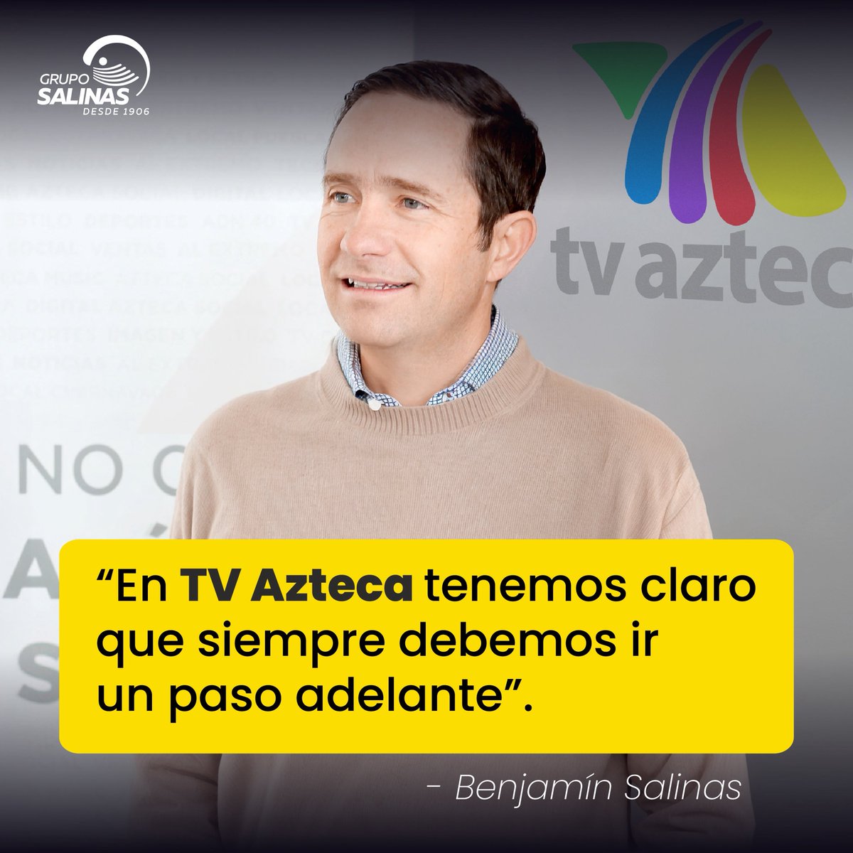 Grupo Salinas (@gruposalinas) on Twitter photo Hoy celebramos el cumpleaños de <a href="/SalinasBenjamin/">Benjamin Salinas S.</a>, un líder que inspira con su visión, compromiso y cercanía 🎉.
Desde #GrupoSalinas le deseamos un gran año, lleno de aprendizajes, alegrías y nuevos logros. ¡Felicidades! 🥳 Hoy celebramos el cumpleaños de <a href="/SalinasBenjamin/">Benjamin Salinas S.</a>, un líder que inspira con su visión, compromiso y cercanía 🎉.
Desde #GrupoSalinas le deseamos un gran año, lleno de aprendizajes, alegrías y nuevos logros. ¡Felicidades! 🥳