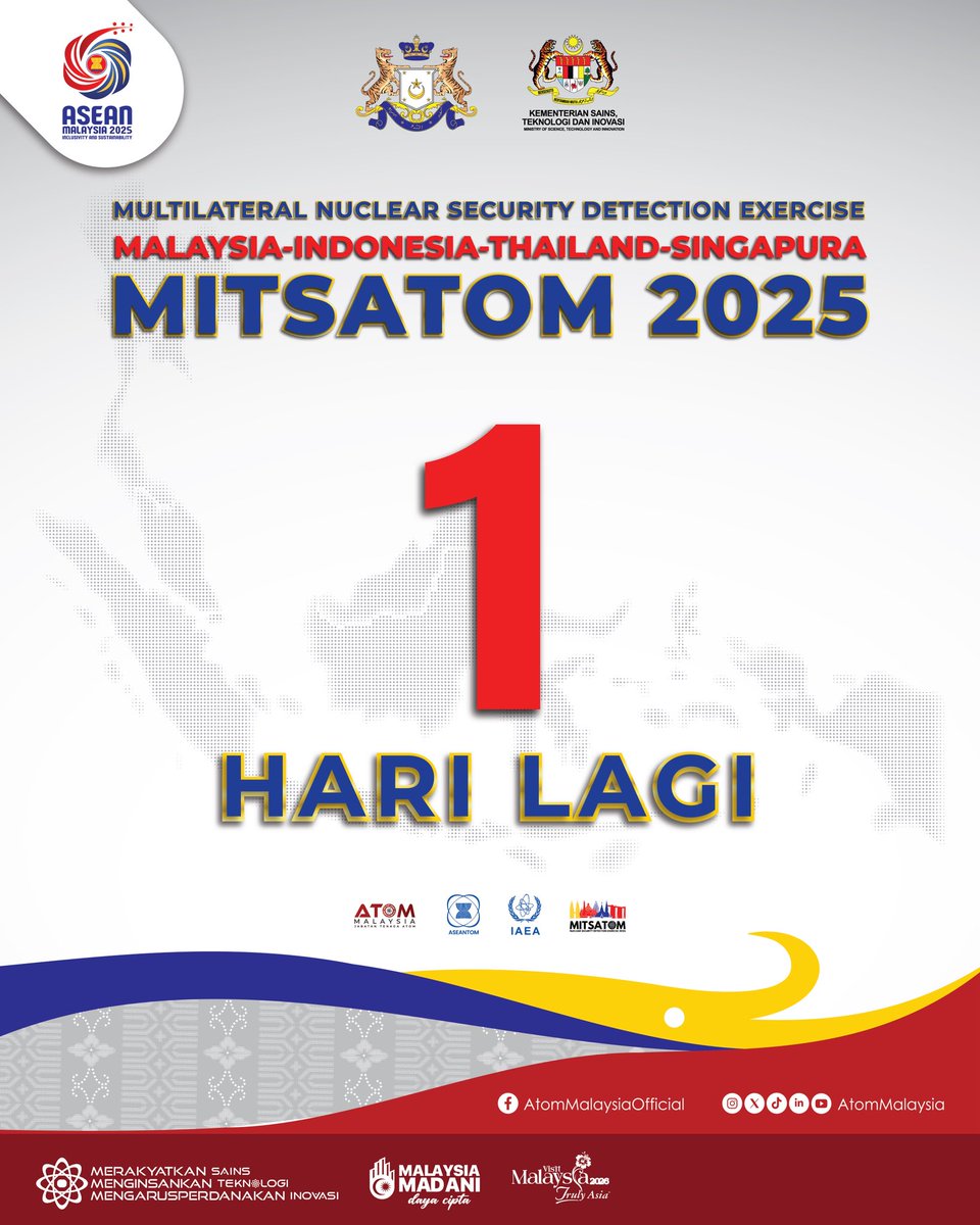 🔥 1 HARI LAGI! 🔥
Esok, segalanya akan teruji.
Adakah pasukan keselamatan kita bersedia jika bahan radioaktif jatuh ke tangan yang salah?
📍 Saksikan simulasi nuklear terbesar serantau — MITSATOM 2025.
