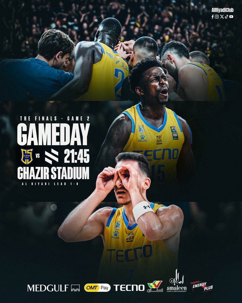 GAME DAY ⛹️ !!!
🏀 Sagesse v/s Al Riyadi
🏆 Lebanese League Finals
📍 Ghazir 
⏲️ 21:45 🇱🇧
📺 MTV | MTV YouTube