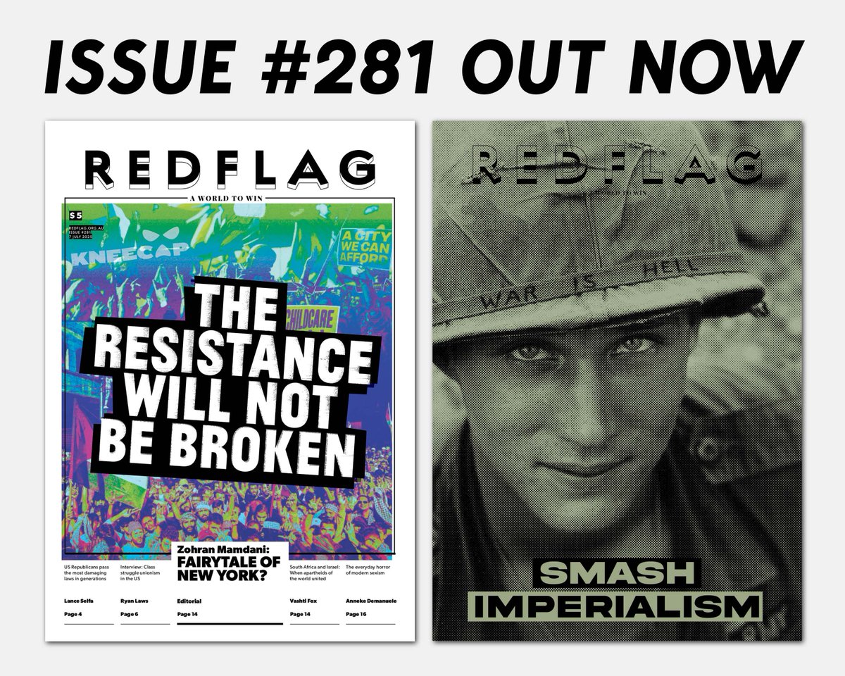 redflag_soc's tweet image. Issue 281 of Red Flag is out now. Support Australia's voice of resistance. Subscribe today at subscribe.redflag.org.au and get yours delivered.