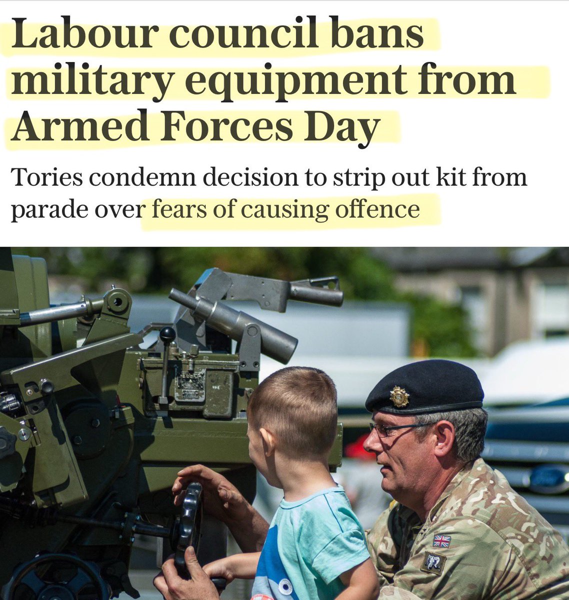 LABOUR - York Labour council has banned equipment and vehicles from the Armed Forces Day parade in case … it causes offence.

It’s just boring now 🤡