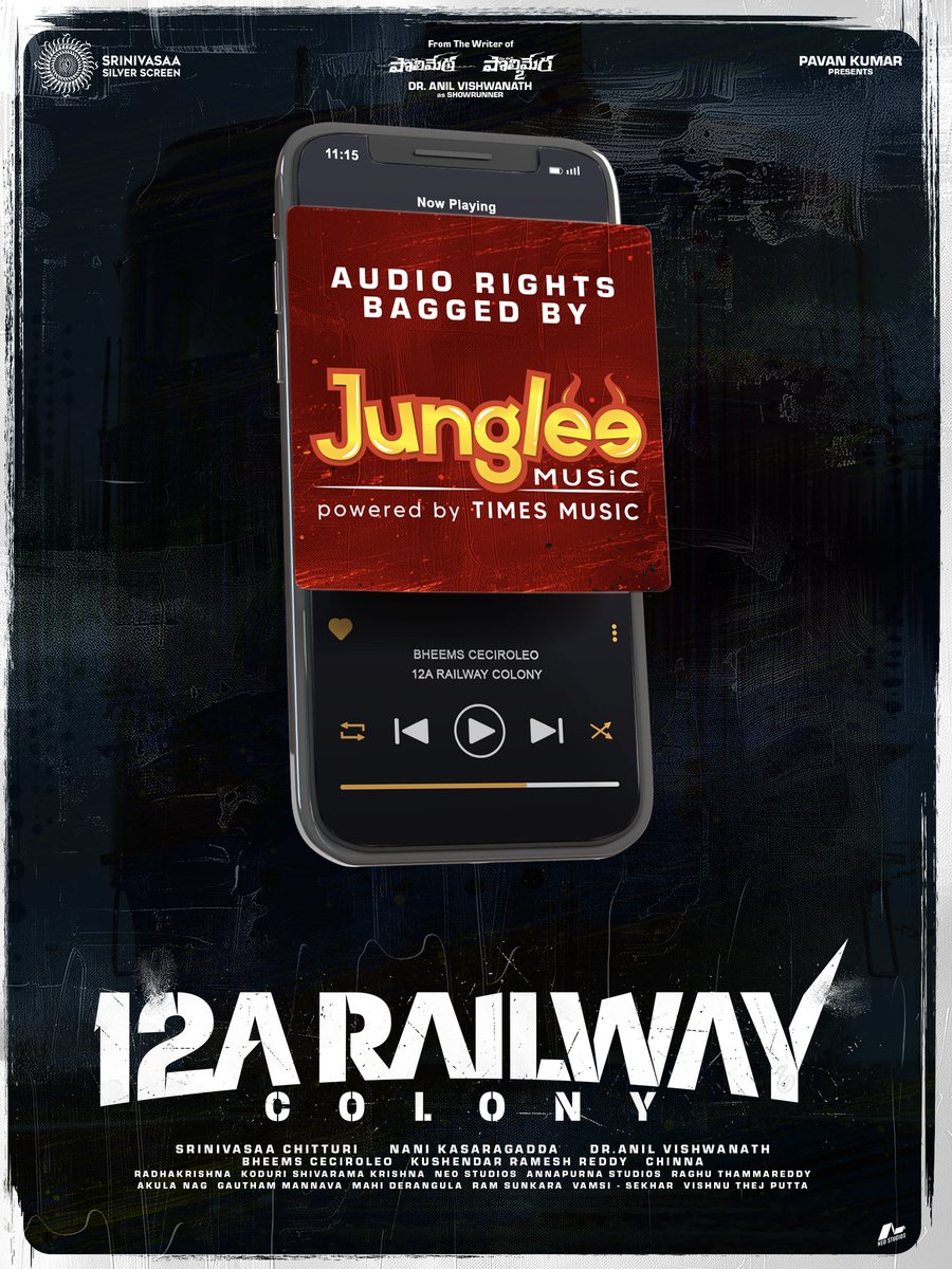 Junglee Music South (@jungleemusicsth) on Twitter photo The Haunting Music of #12ARailwayColony 🚆👹 will set the charts on fire🔥
Audio rights has been secured by <a href="/JungleeMusicSTH/">Junglee Music South</a> 🎶💥
Gear Up for the Chartbuster Tunes from Sensational #BheemsCeciroleo 🥁
<a href="/allarinaresh/">Allari Naresh</a> #KamakshiBhaskarla <a href="/DrAnilViswanath/">Dr Anil Vishwanath</a> <a href="/directornanik/">NANI KASARAGADDA</a> The Haunting Music of #12ARailwayColony 🚆👹 will set the charts on fire🔥
Audio rights has been secured by <a href="/JungleeMusicSTH/">Junglee Music South</a> 🎶💥
Gear Up for the Chartbuster Tunes from Sensational #BheemsCeciroleo 🥁
<a href="/allarinaresh/">Allari Naresh</a> #KamakshiBhaskarla <a href="/DrAnilViswanath/">Dr Anil Vishwanath</a> <a href="/directornanik/">NANI KASARAGADDA</a>