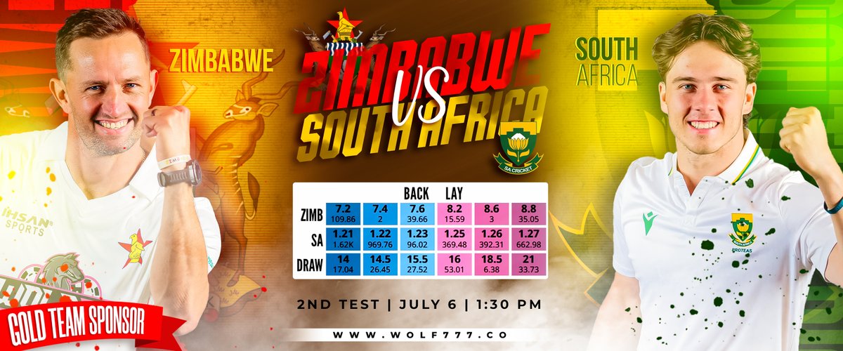 It’s time for a classic face-off! Zimbabwe takes on South Africa in the 2nd Test. Intense sessions, bold plays, and big moments await. Who will dominate this red-ball battle?

#wolf777 #zimbabwecricket #southafricacricket #2ndtest #testcricket #matchday #cricketclash #playnow