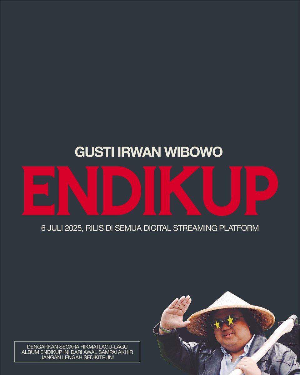 Harinya Gusti. Aku masih sebel lho ya kamu ninggalin kita-kita semua pas lagi lucu-lucunya. Kaya bayi umur 1,5 tahun kamu itu, kok tiba-tiba. Tapi ya kita bisa apa. Sesuai impianmu, yang kita kenang adalah kelucuan, kebaikan, dan ke-endikupan yang abadi. Bener-bener gong pun