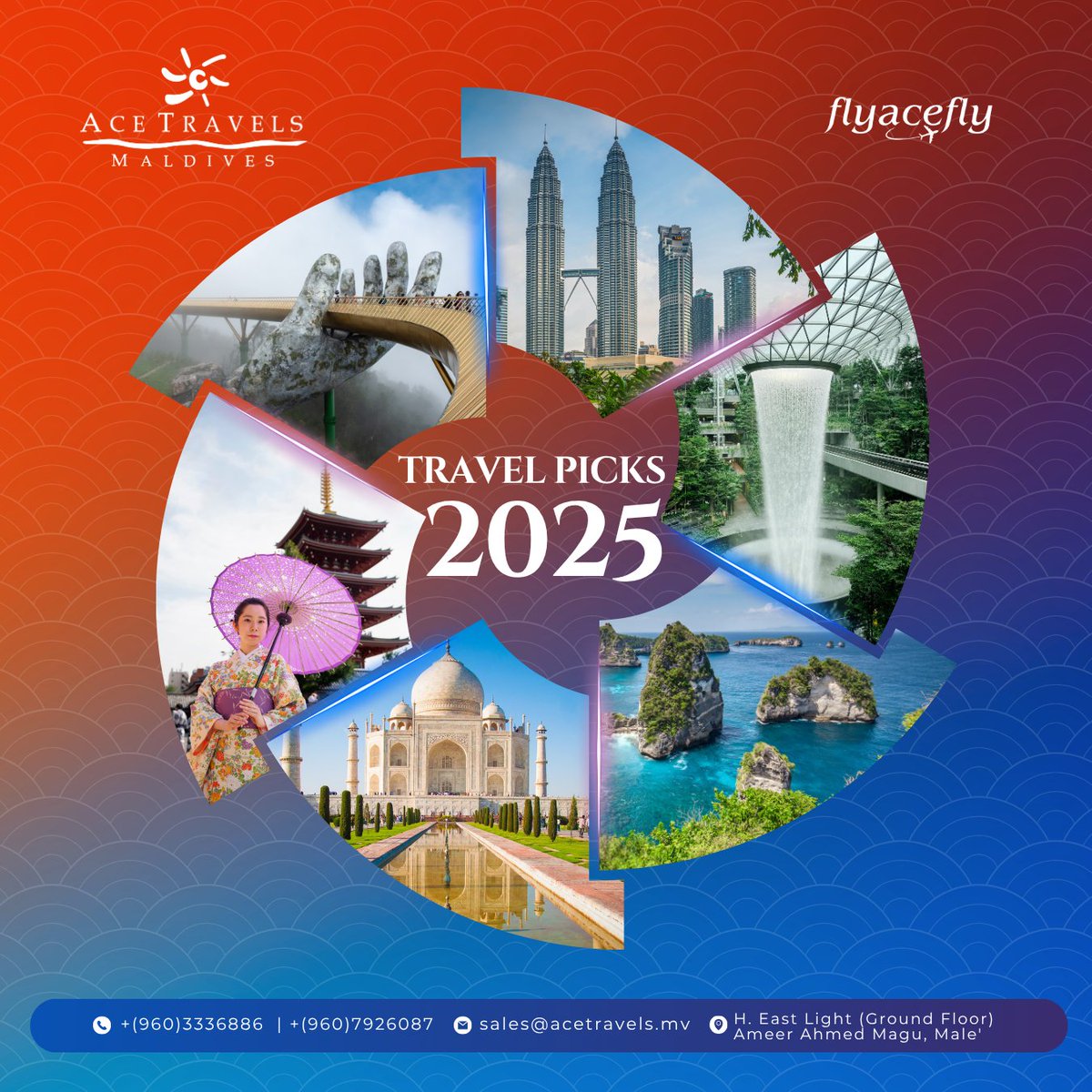 These 2025 travel picks are a must-visit whether you're in it for the shopping, sightseeing, food crawling, adventure chasing, or just living your best Instagram life✨

✨You can reach us on Whatsapp/Viber +(960)7926087 or call us on +(960)3336886.