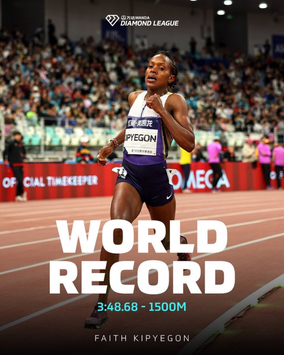 Congratulations Faith kipyegon for breaking your own world record in the 1500m