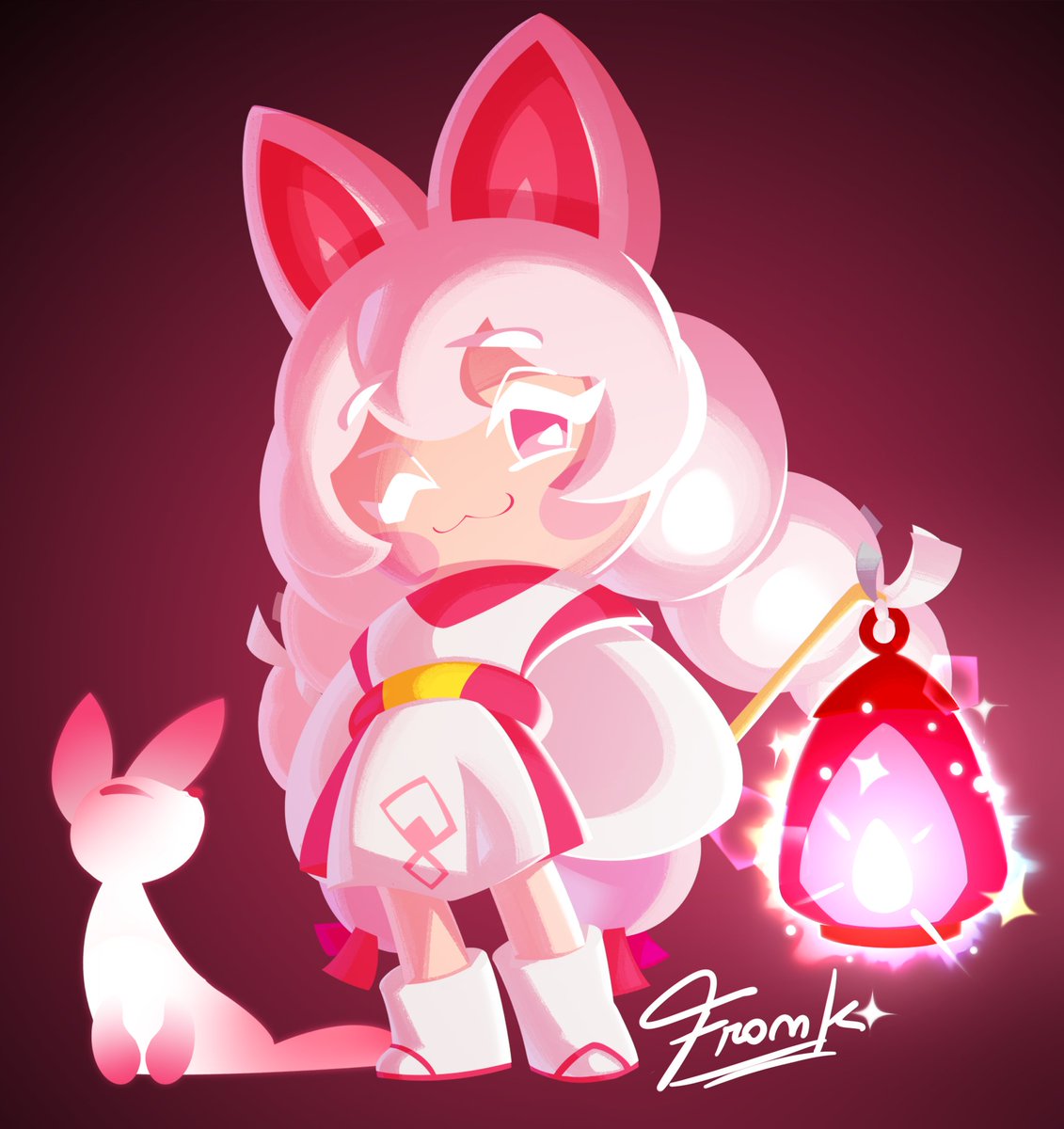 Frank0o1's tweet image. &quot;Strawberry Mochi Cookie - Cookie Run&quot;

Art trade with @Shrommp