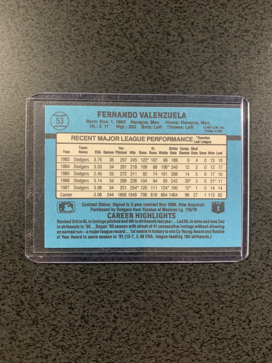 collectorfix's tweet image. Pitchers at the plate.
1988 Donruss Fernando Valenzuela 53
Show me what cha got.
@JunkWaxQueen @JunkWaxHeroes @RetroCardSnaps @CardboardAnnie @theripqueen #baseballcards